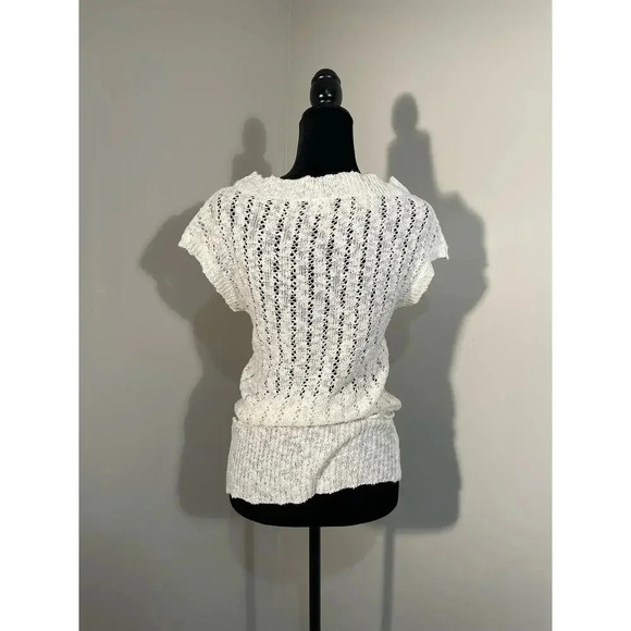 NWT Y2K Maurice’s White/Off-White Open‎ Knit Short Sleeve Top - Picture 6 of 11
